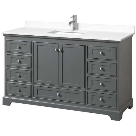 A large image of the Wyndham Collection WCS202060S-VCA-MXX Dark Gray / White Cultured Marble Top / Polished Chrome Hardware