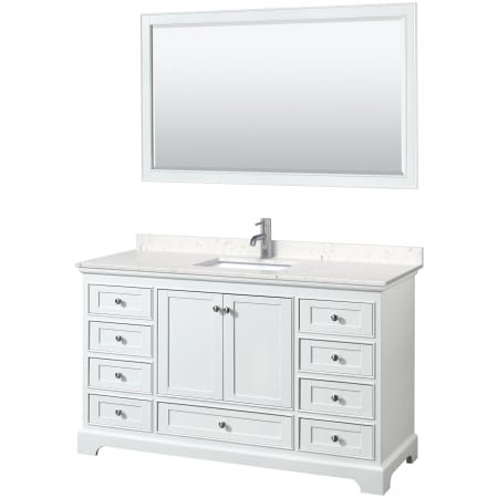 A large image of the Wyndham Collection WCS202060S-VCA-M58 White / Carrara Cultured Marble Top / Polished Chrome Hardware