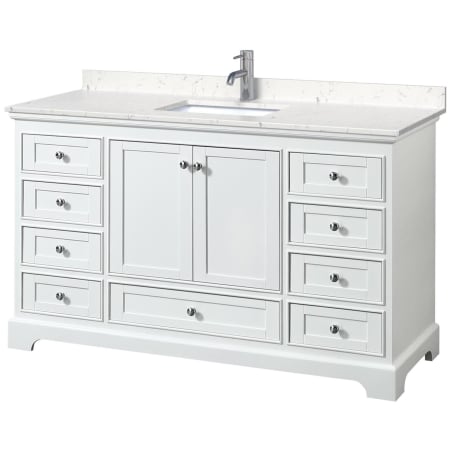 A large image of the Wyndham Collection WCS202060S-VCA-MXX White / Carrara Cultured Marble Top / Polished Chrome Hardware