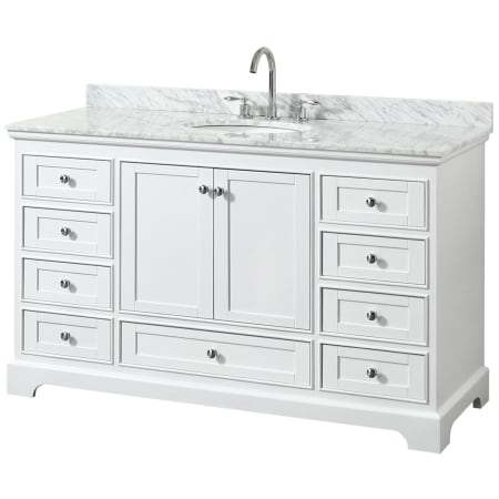 A large image of the Wyndham Collection WCS202060SCMUNOMXX White / White Carrara Marble Top / Polished Chrome Hardware