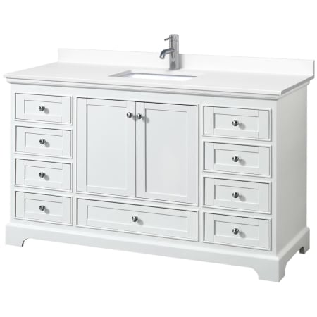 A large image of the Wyndham Collection WCS202060S-VCA-MXX White / White Cultured Marble Top / Polished Chrome Hardware