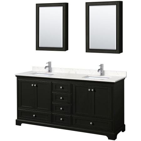 A large image of the Wyndham Collection WCS202072D-VCA-MED Dark Espresso / Carrara Cultured Marble Top / Polished Chrome Hardware