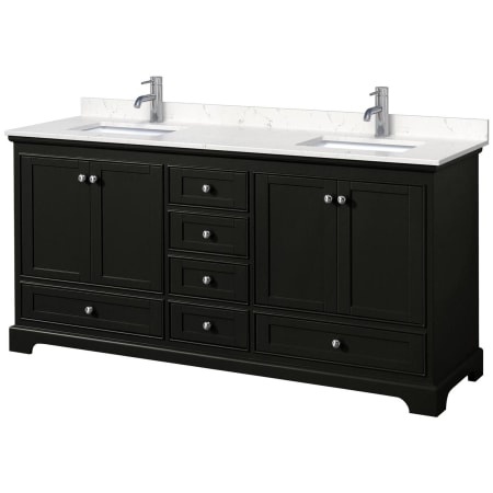 A large image of the Wyndham Collection WCS202072D-VCA-MXX Dark Espresso / Carrara Cultured Marble Top / Polished Chrome Hardware