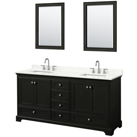 A large image of the Wyndham Collection WCS202072D-QTZ-US3M24 Dark Espresso / Giotto Quartz Top / Polished Chrome Hardware