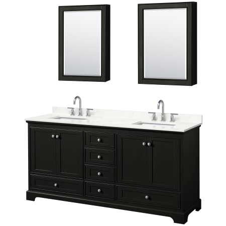 A large image of the Wyndham Collection WCS202072D-QTZ-US3MED Dark Espresso / Giotto Quartz Top / Polished Chrome Hardware