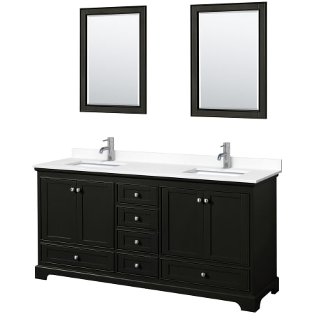 A large image of the Wyndham Collection WCS202072D-VCA-M24 Dark Espresso / White Cultured Marble Top / Polished Chrome Hardware