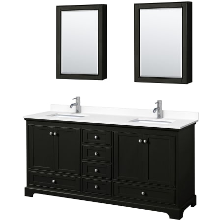 A large image of the Wyndham Collection WCS202072D-VCA-MED Dark Espresso / White Cultured Marble Top / Polished Chrome Hardware