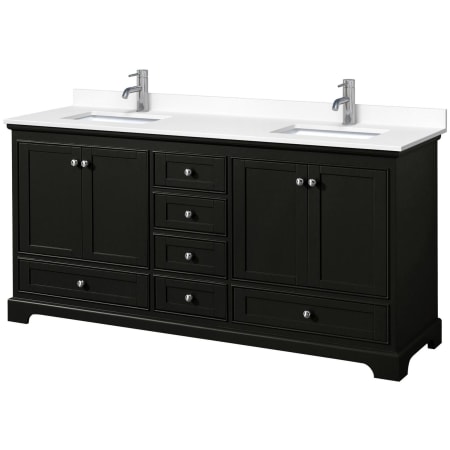 A large image of the Wyndham Collection WCS202072D-VCA-MXX Dark Espresso / White Cultured Marble Top / Polished Chrome Hardware