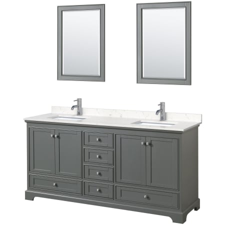 A large image of the Wyndham Collection WCS202072D-VCA-M24 Dark Gray / Carrara Cultured Marble Top / Polished Chrome Hardware