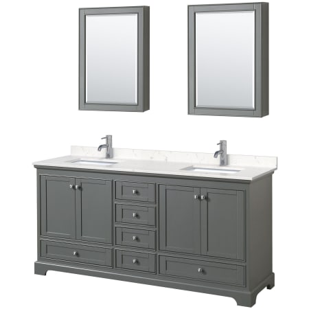 A large image of the Wyndham Collection WCS202072D-VCA-MED Dark Gray / Carrara Cultured Marble Top / Polished Chrome Hardware