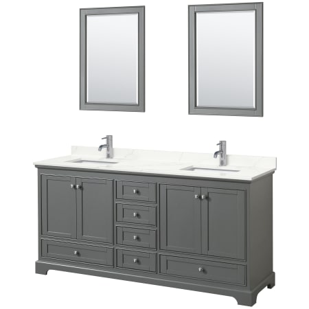 A large image of the Wyndham Collection WCS202072D-QTZ-UNSM24 Dark Gray / Giotto Quartz Top / Polished Chrome Hardware