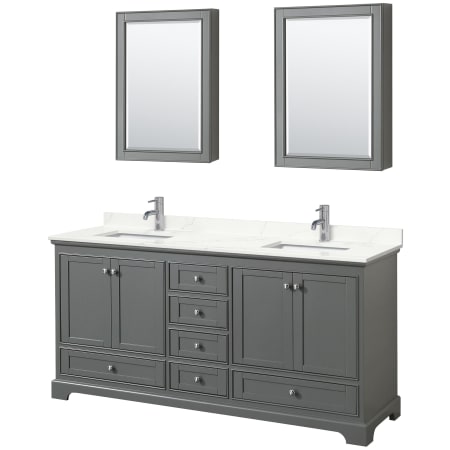 A large image of the Wyndham Collection WCS202072D-QTZ-UNSMED Dark Gray / Giotto Quartz Top / Polished Chrome Hardware