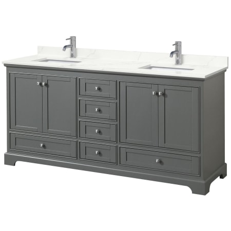 A large image of the Wyndham Collection WCS202072D-QTZ-UNSMXX Dark Gray / Giotto Quartz Top / Polished Chrome Hardware