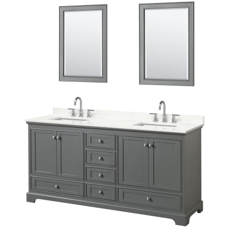 A large image of the Wyndham Collection WCS202072D-QTZ-US3M24 Dark Gray / Giotto Quartz Top / Polished Chrome Hardware