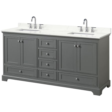 A large image of the Wyndham Collection WCS202072D-QTZ-US3MXX Dark Gray / Giotto Quartz Top / Polished Chrome Hardware