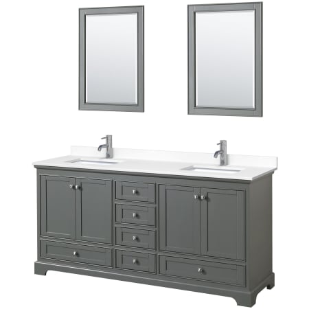 A large image of the Wyndham Collection WCS202072D-VCA-M24 Dark Gray / White Cultured Marble Top / Polished Chrome Hardware