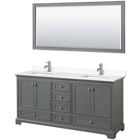 A large image of the Wyndham Collection WCS202072D-VCA-M70 Dark Gray / White Cultured Marble Top / Polished Chrome Hardware