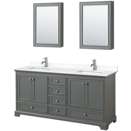 A large image of the Wyndham Collection WCS202072D-VCA-MED Dark Gray / White Cultured Marble Top / Polished Chrome Hardware