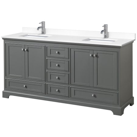 A large image of the Wyndham Collection WCS202072D-VCA-MXX Dark Gray / White Cultured Marble Top / Polished Chrome Hardware