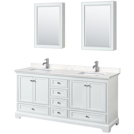 A large image of the Wyndham Collection WCS202072D-VCA-MED White / Carrara Cultured Marble Top / Polished Chrome Hardware