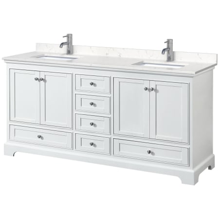 A large image of the Wyndham Collection WCS202072D-VCA-MXX White / Carrara Cultured Marble Top / Polished Chrome Hardware