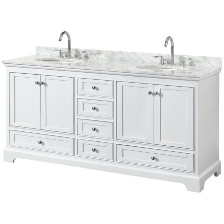 A large image of the Wyndham Collection WCS202072DCMUNOMXX White / White Carrara Marble Top / Polished Chrome Hardware
