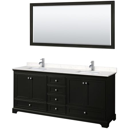 A large image of the Wyndham Collection WCS202080D-VCA-M70 Dark Espresso / Carrara Cultured Marble Top / Polished Chrome Hardware