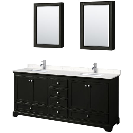 A large image of the Wyndham Collection WCS202080D-VCA-MED Dark Espresso / Carrara Cultured Marble Top / Polished Chrome Hardware