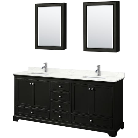 A large image of the Wyndham Collection WCS202080D-QTZ-UNSMED Dark Espresso / Giotto Quartz Top / Polished Chrome Hardware