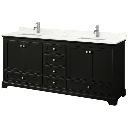 A large image of the Wyndham Collection WCS202080D-QTZ-UNSMXX Dark Espresso / Giotto Quartz Top / Polished Chrome Hardware