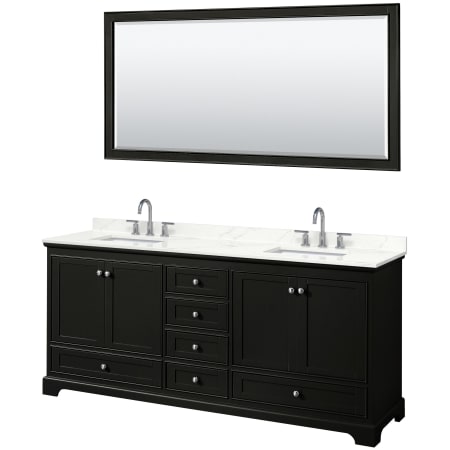 A large image of the Wyndham Collection WCS202080D-QTZ-US3M70 Dark Espresso / Giotto Quartz Top / Polished Chrome Hardware