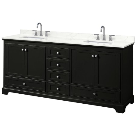 A large image of the Wyndham Collection WCS202080D-QTZ-US3MXX Dark Espresso / Giotto Quartz Top / Polished Chrome Hardware