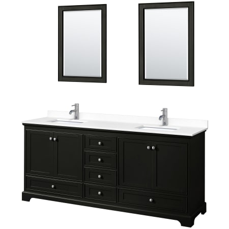 A large image of the Wyndham Collection WCS202080D-VCA-M24 Dark Espresso / White Cultured Marble Top / Polished Chrome Hardware