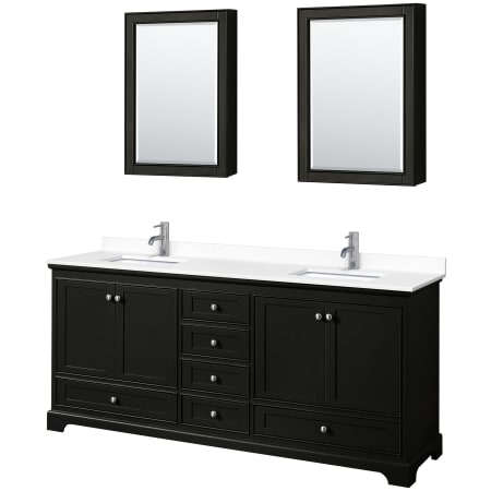 A large image of the Wyndham Collection WCS202080D-VCA-MED Dark Espresso / White Cultured Marble Top / Polished Chrome Hardware