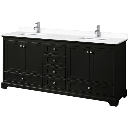 A large image of the Wyndham Collection WCS202080D-VCA-MXX Dark Espresso / White Cultured Marble Top / Polished Chrome Hardware