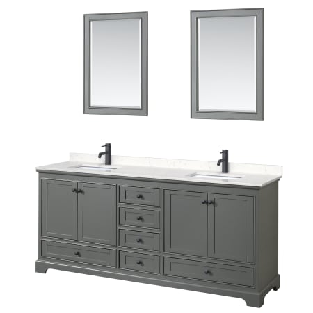 A large image of the Wyndham Collection WCS202080D-VCA-M24 Dark Gray / Carrara Cultured Marble Top / Matte Black Hardware