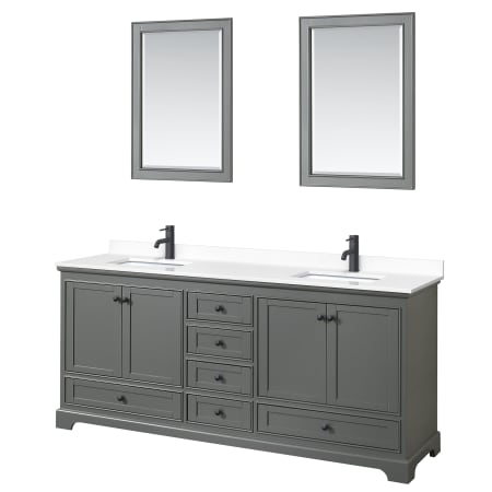 A large image of the Wyndham Collection WCS202080D-VCA-M24 Dark Gray / White Cultured Marble Top / Matte Black Hardware