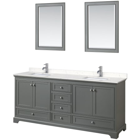 A large image of the Wyndham Collection WCS202080D-VCA-M24 Dark Gray / Carrara Cultured Marble Top / Polished Chrome Hardware