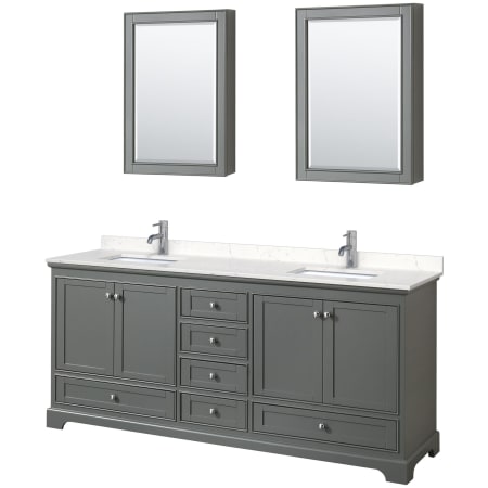 A large image of the Wyndham Collection WCS202080D-VCA-MED Dark Gray / Carrara Cultured Marble Top / Polished Chrome Hardware