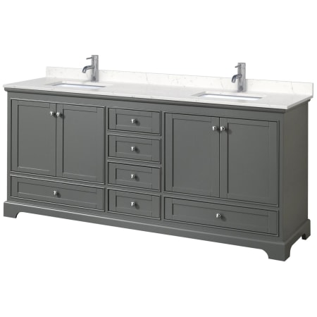 A large image of the Wyndham Collection WCS202080D-VCA-MXX Dark Gray / Carrara Cultured Marble Top / Polished Chrome Hardware