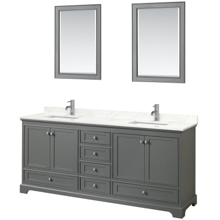 A large image of the Wyndham Collection WCS202080D-QTZ-UNSM24 Dark Gray / Giotto Quartz Top / Polished Chrome Hardware