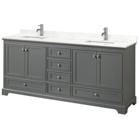 A large image of the Wyndham Collection WCS202080D-QTZ-UNSMXX Dark Gray / Giotto Quartz Top / Polished Chrome Hardware