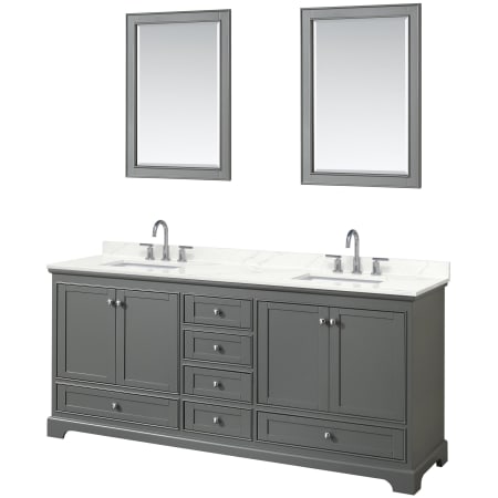 A large image of the Wyndham Collection WCS202080D-QTZ-US3M24 Dark Gray / Giotto Quartz Top / Polished Chrome Hardware