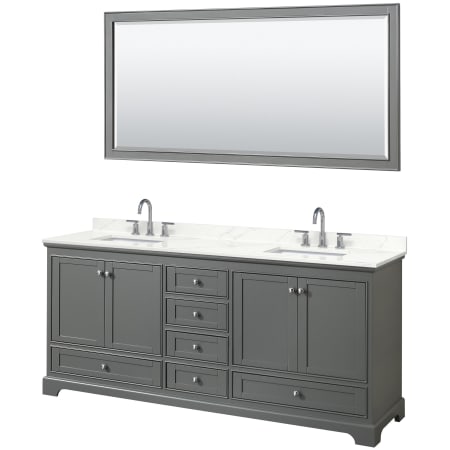 A large image of the Wyndham Collection WCS202080D-QTZ-US3M70 Dark Gray / Giotto Quartz Top / Polished Chrome Hardware