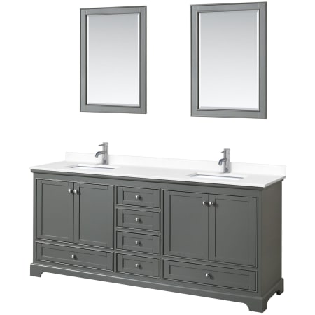 A large image of the Wyndham Collection WCS202080D-VCA-M24 Dark Gray / White Cultured Marble Top / Polished Chrome Hardware