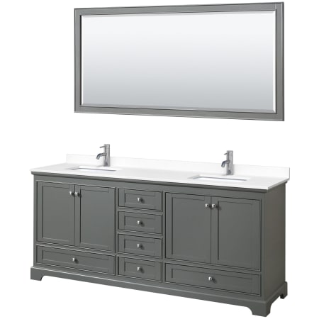 A large image of the Wyndham Collection WCS202080D-VCA-M70 Dark Gray / White Cultured Marble Top / Polished Chrome Hardware