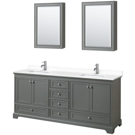 A large image of the Wyndham Collection WCS202080D-VCA-MED Dark Gray / White Cultured Marble Top / Polished Chrome Hardware