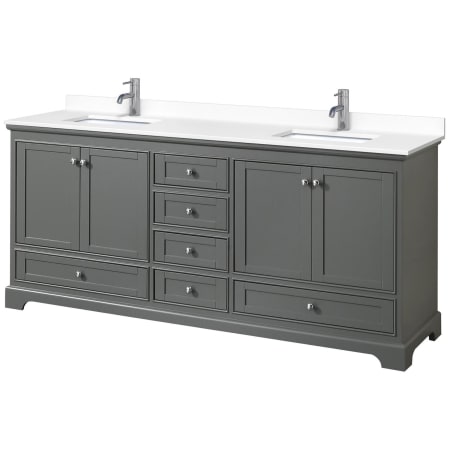 A large image of the Wyndham Collection WCS202080D-VCA-MXX Dark Gray / White Cultured Marble Top / Polished Chrome Hardware