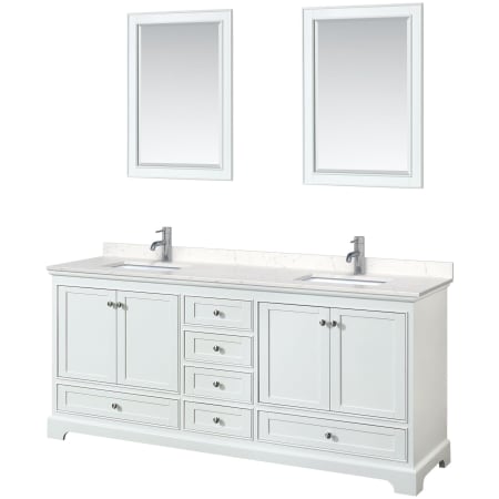 A large image of the Wyndham Collection WCS202080D-VCA-M24 White / Carrara Cultured Marble Top / Polished Chrome Hardware