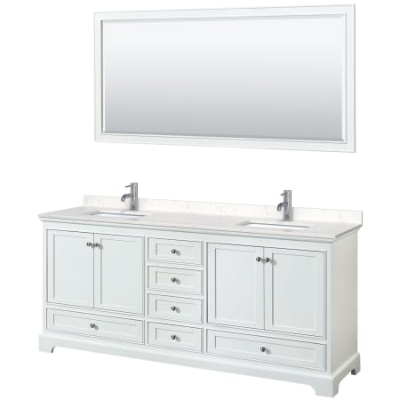 A large image of the Wyndham Collection WCS202080D-VCA-M70 White / Carrara Cultured Marble Top / Polished Chrome Hardware